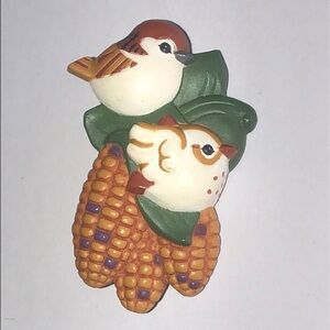Vintage Bird and Corn Cute Boho Fall Brooch Pin